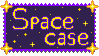This stamp has 4 pointed stars in each corner and the background is covered in tiny stars. Text reads 'Space Case'